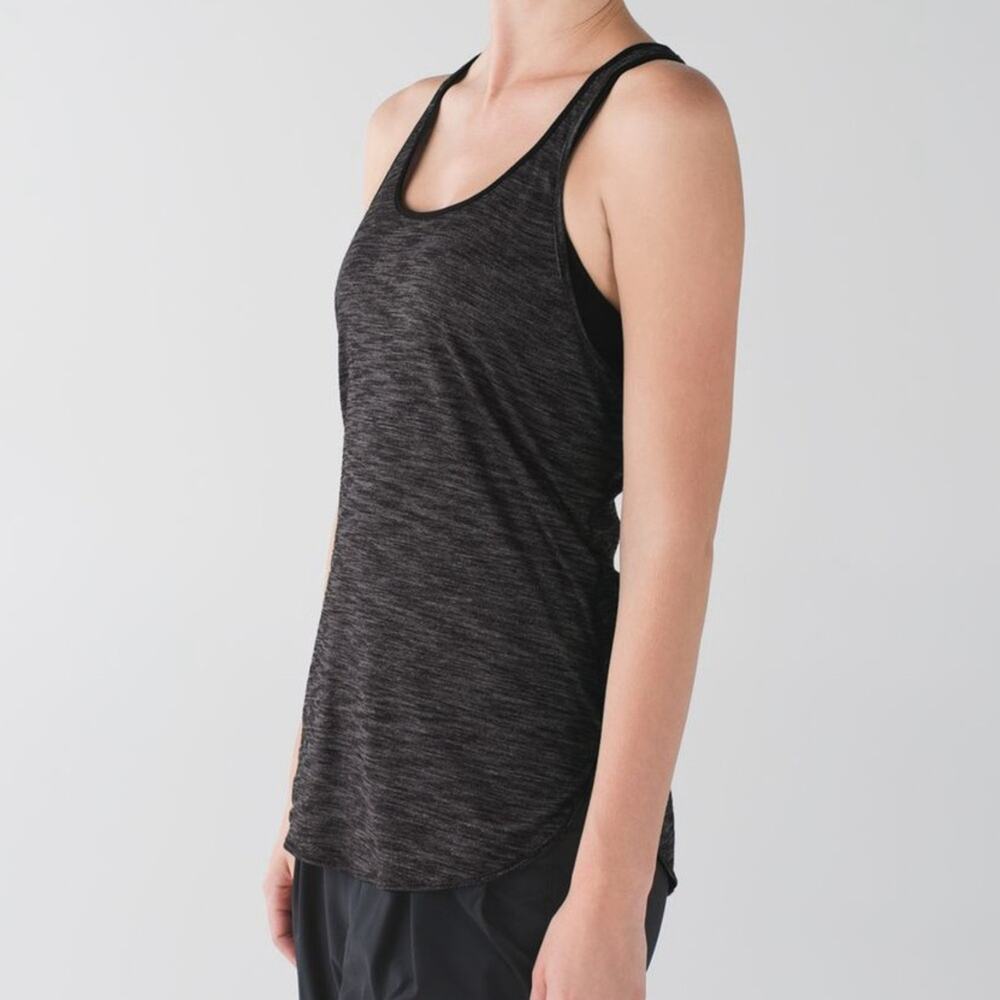 Lululemon What The Sport Singlet Heathered Black Racerback Tank Top Size 4